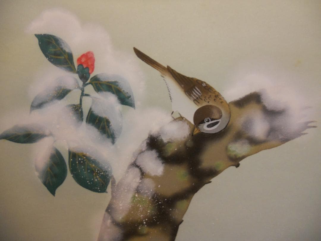 掛け軸 小川大鳳 『 寒椿 』 軸装 茶道具 掛軸 美品 です。