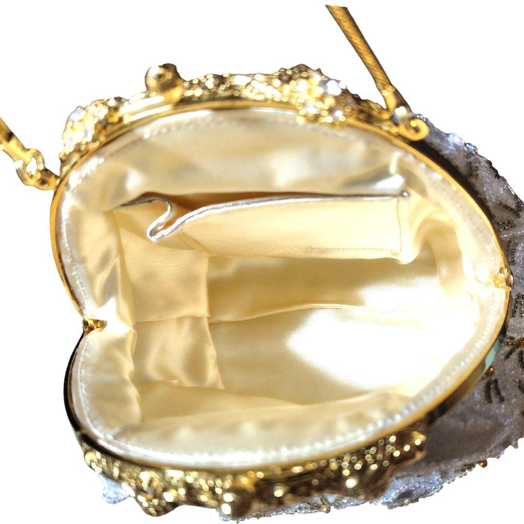 ♥総ビーズバッグ　パーティーバッグ　和装　洋装　ゴールド　シルバー　ラメ