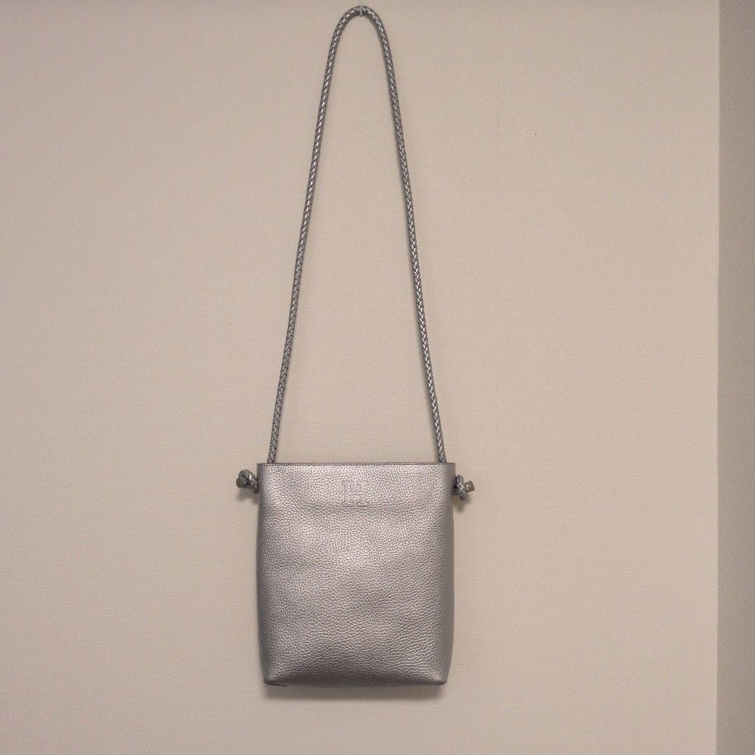 【ヒロフ】チェスタ・ レザー ショルダーバッグS 2WAY シルバー