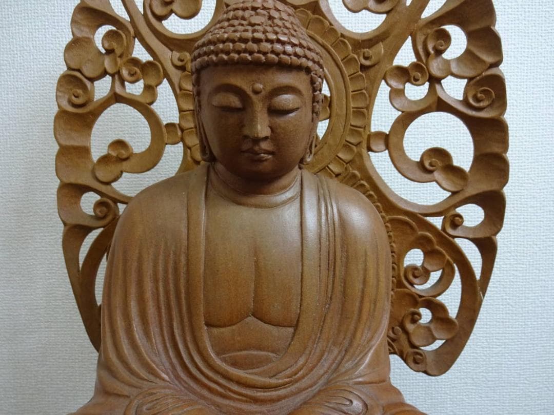 木彫り 阿弥陀如来座像 高さ約60㎝ 古美術 中国美術 骨董 旧家蔵出し