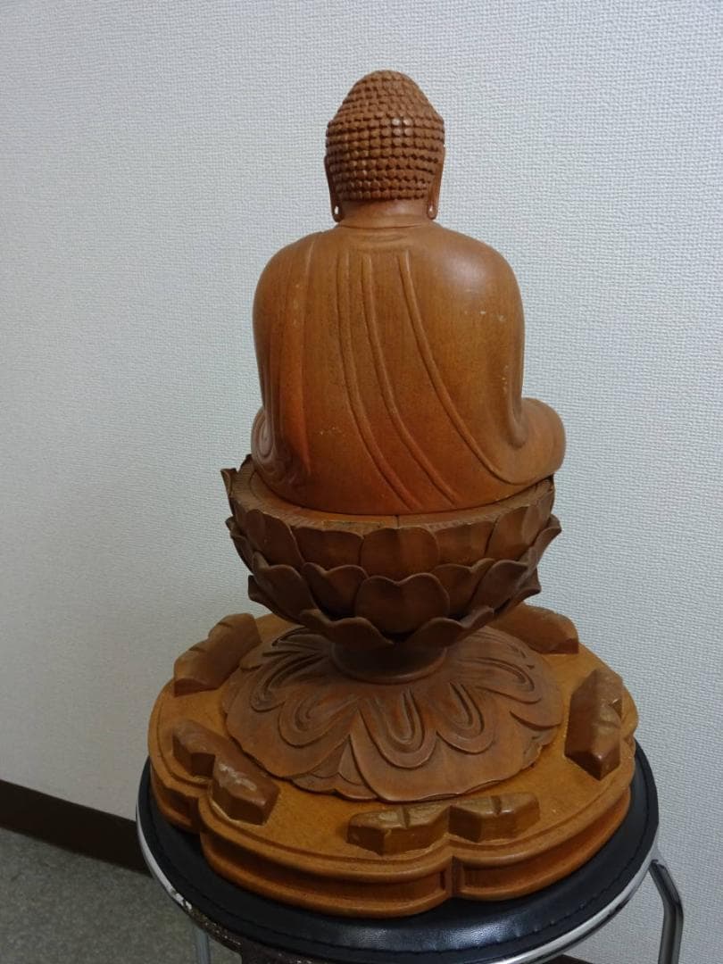 木彫り 阿弥陀如来座像 高さ約60㎝ 古美術 中国美術 骨董 旧家蔵出し