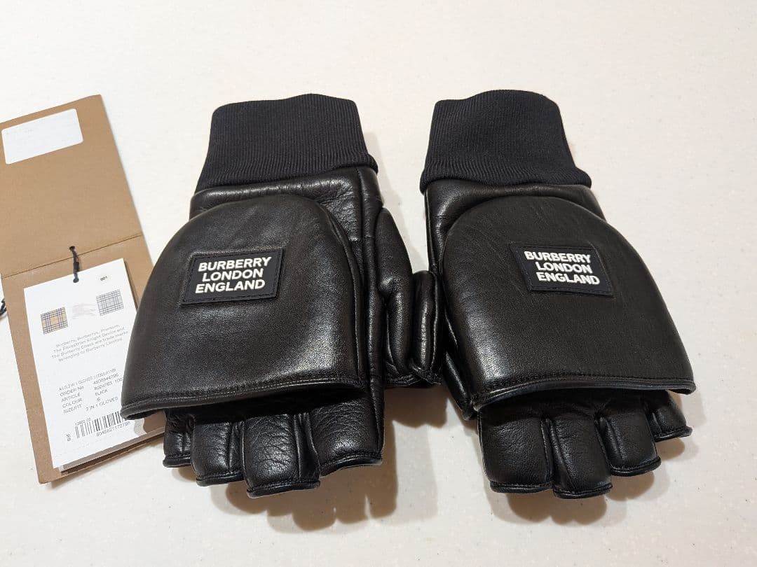 BURBERRY ブラック レザーグローブ｜バーバリー BURBERRY ☆ 黒革
