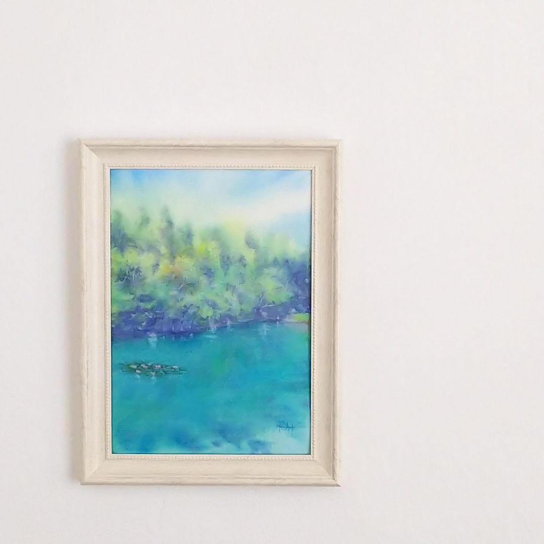 癒しの水彩画1013  湖水-睡蓮-