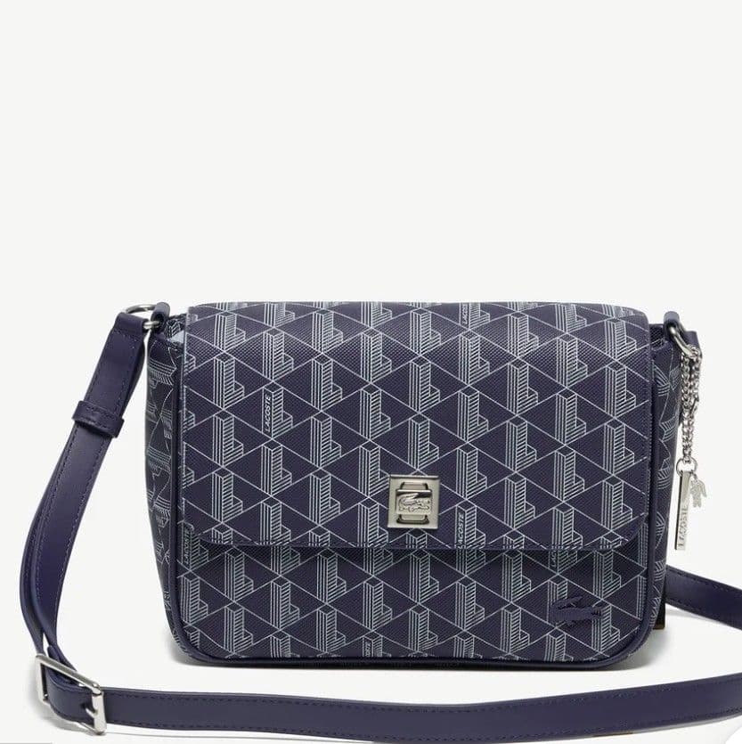 ラコステ ショルダーバッグ ネイビー モノグラム柄/使用回数少ない美品