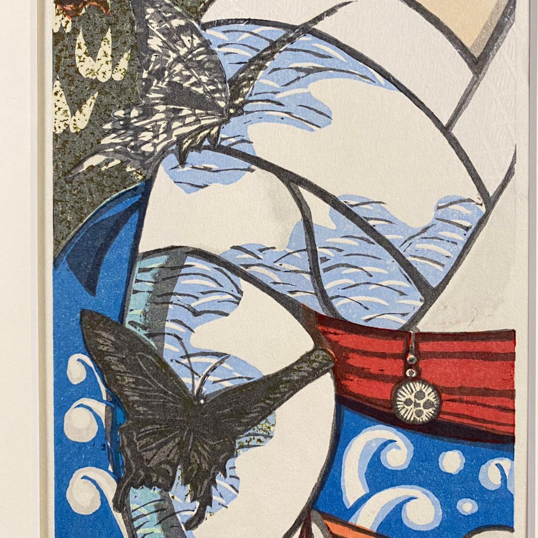 美品 関野準一郎「蝶（舞妓12ヶ月）」木版画 直筆サイン・落款入り