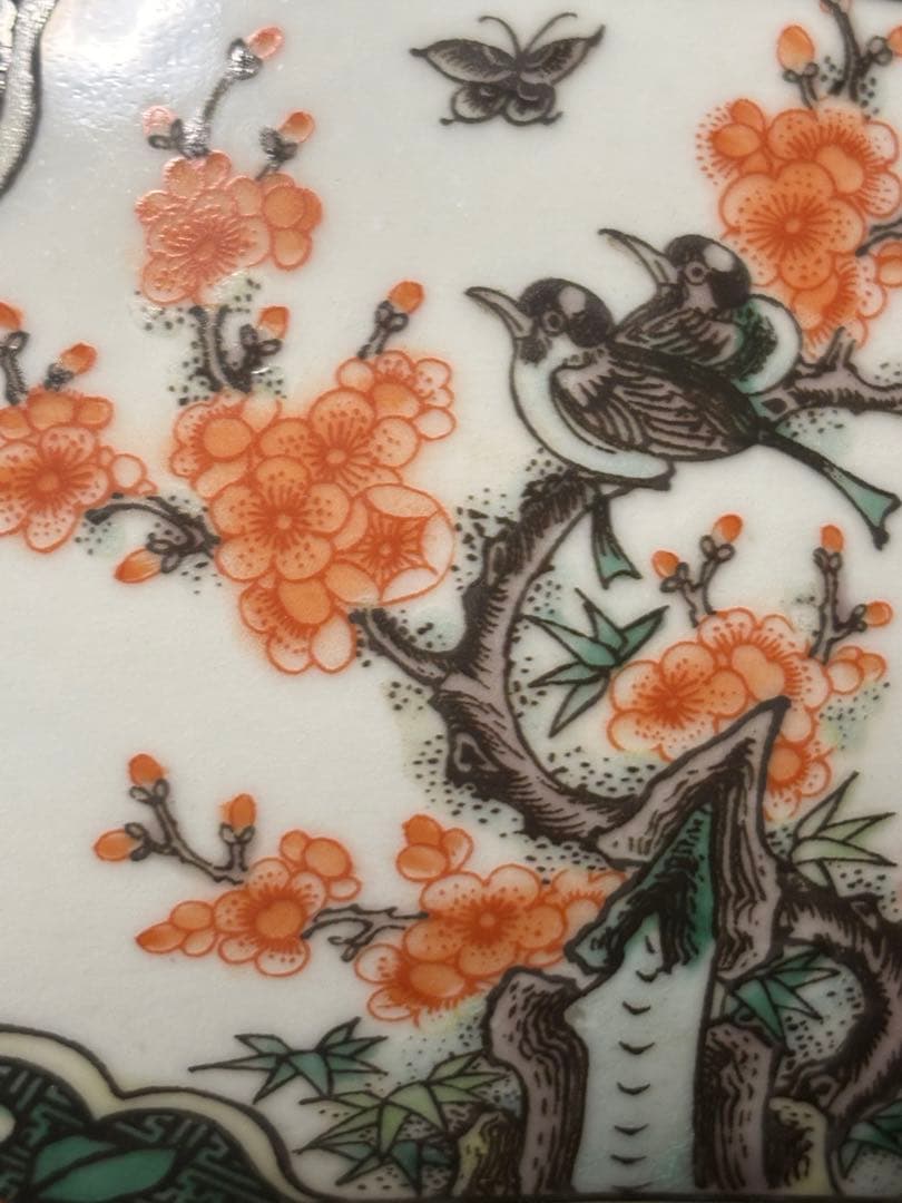 中国古美術品 五彩 花鳥文 大碗 大清康煕年製 22cm 鉢