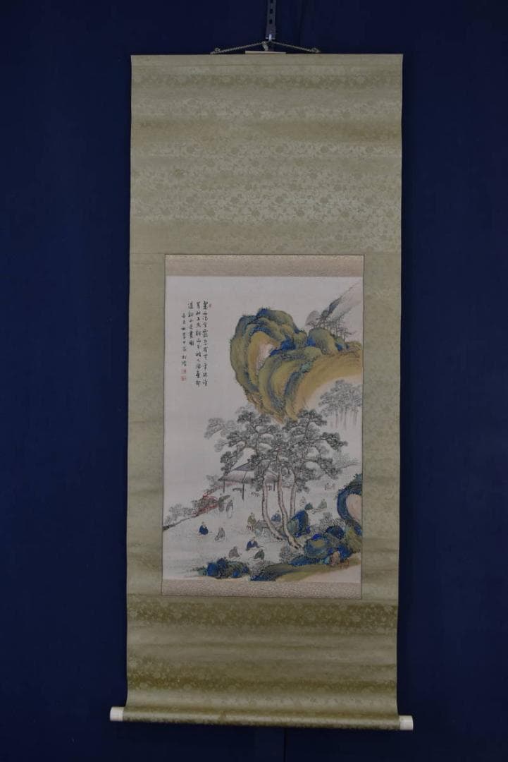 真作】橋本松陵/青緑山水人物図/掛軸☆宝船☆Z-641 - メルカリ