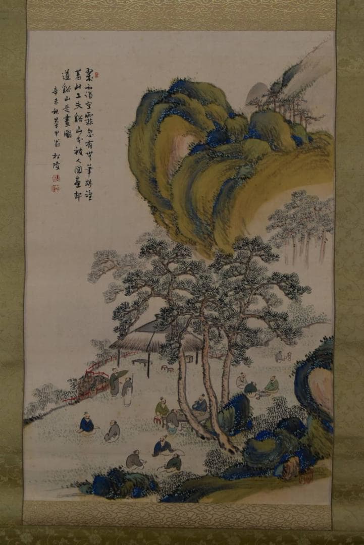 真作】橋本松陵/青緑山水人物図/掛軸☆宝船☆Z-641 - メルカリ