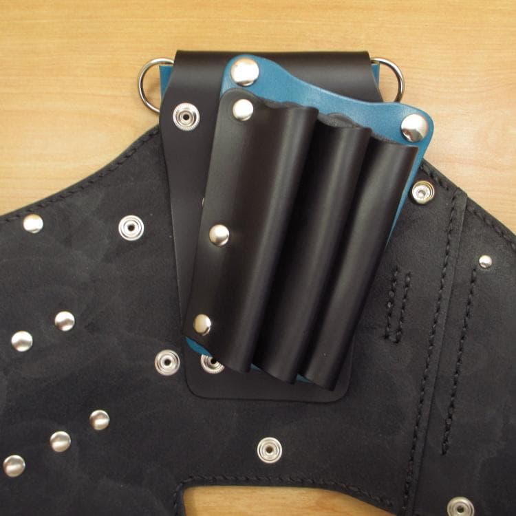 【特別価格】ブラック＆ブルー　６丁差し　本革シザーケース　SCA-150/CKB