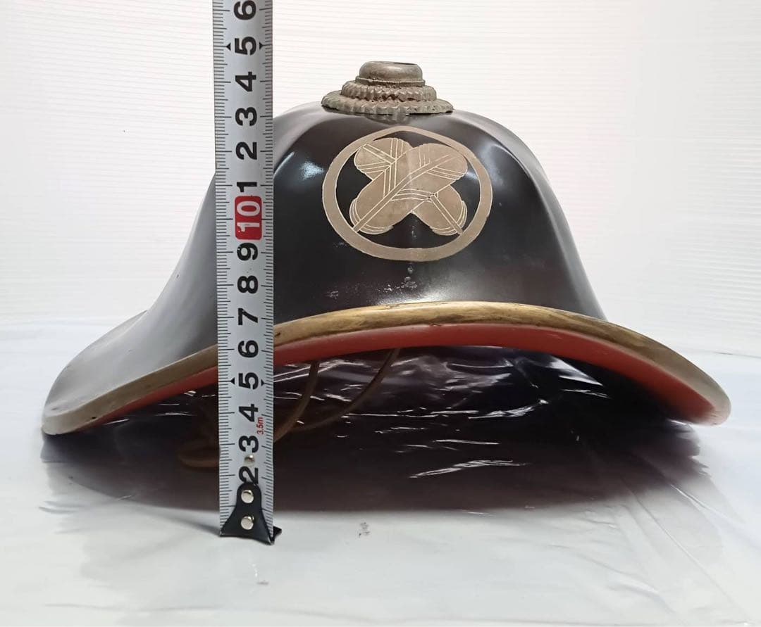 骨董　家紋入　陣笠　武士防具　漆塗　アンティーク　インテリア　置物