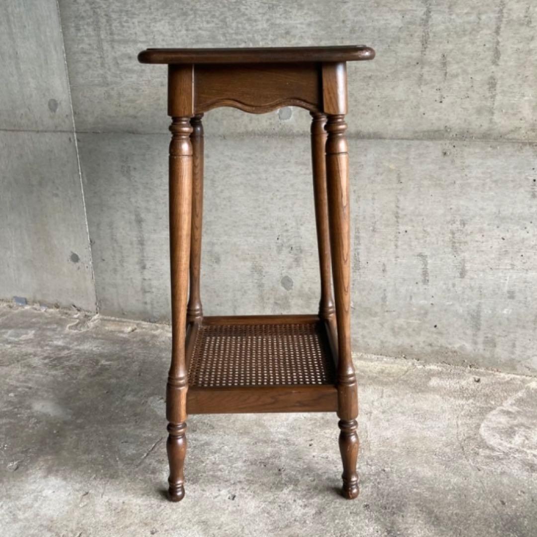 カリモク グランドコロニアル サイドテーブル 電話台 花台 木製 籐編み