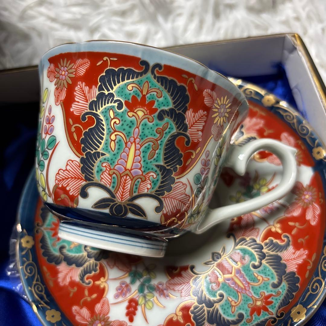希少 有田焼 古伊万里柄 林九郎作 コーヒーカップ&ソーサー 2客セット