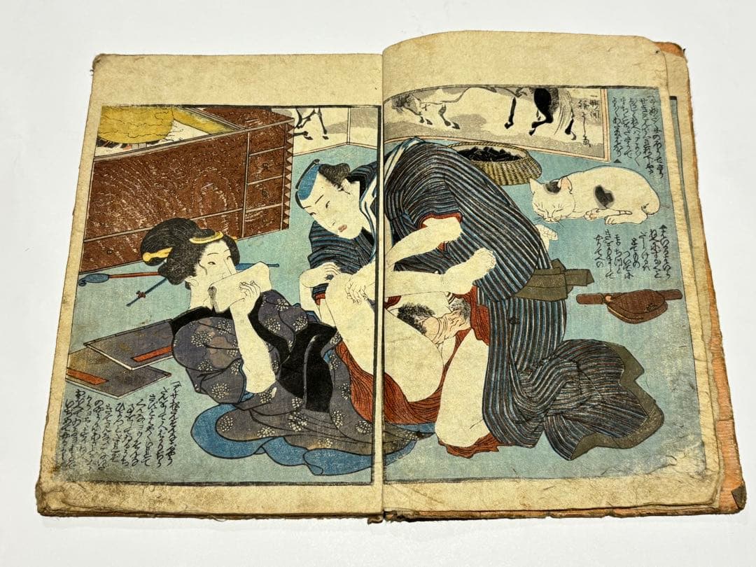 「春色入船帳」歌川国芳画 揃3冊|艶本 春画 浮世絵 和本 猫 江戸時代 木版画