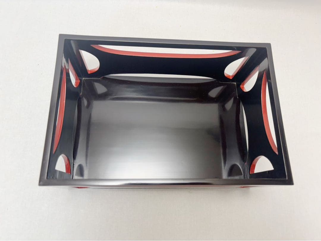 ほぼ未使用 茶道具 木製黒塗り 糸巻透 煙草盆 茶懐石 喫煙具 木