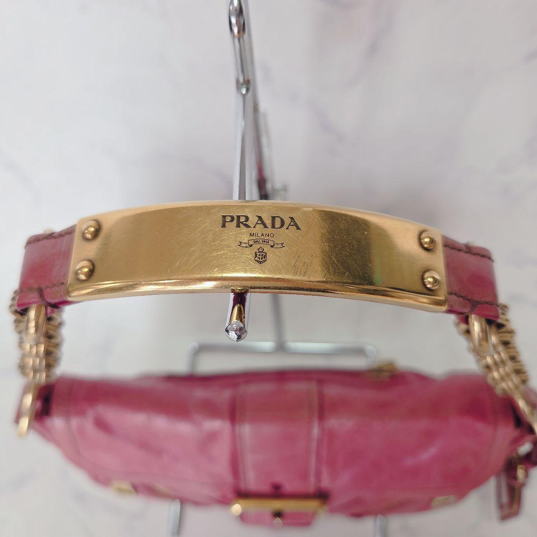 希少✨レア プラダ PRADA ピンク レザー ハンドバッグ チェーンストラップ