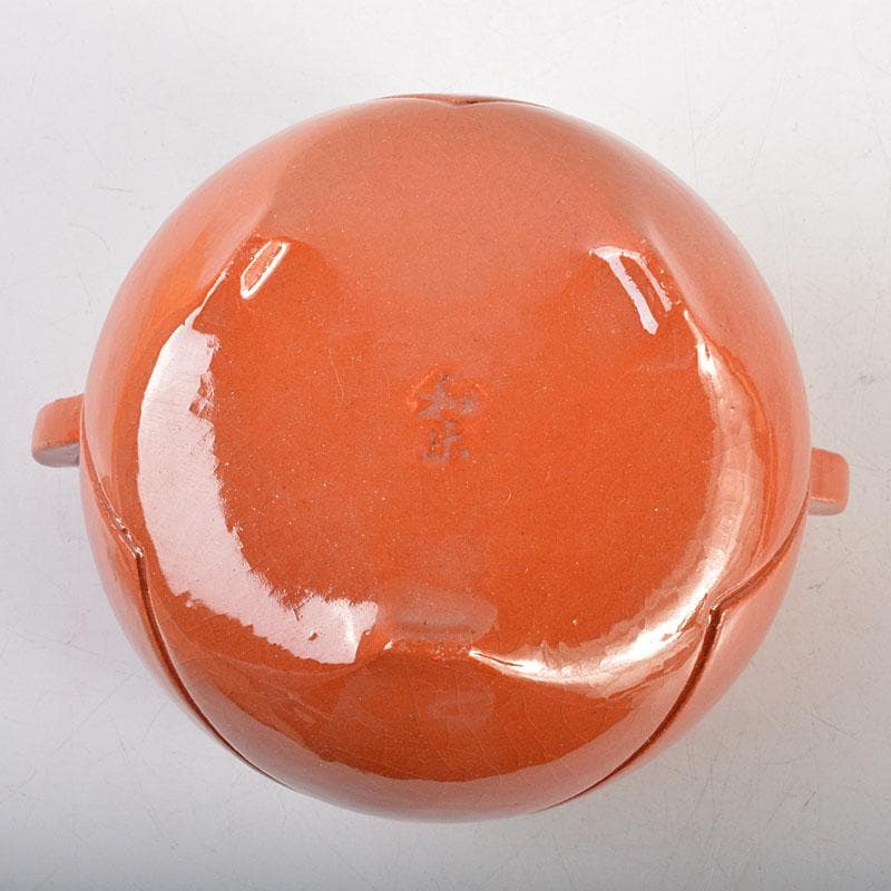 茶道具 京焼 川崎和楽作 赤楽 三足香炉 共布共箱 V 6823