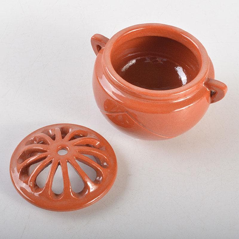 茶道具 京焼 川崎和楽作 赤楽 三足香炉 共布共箱 V 6823