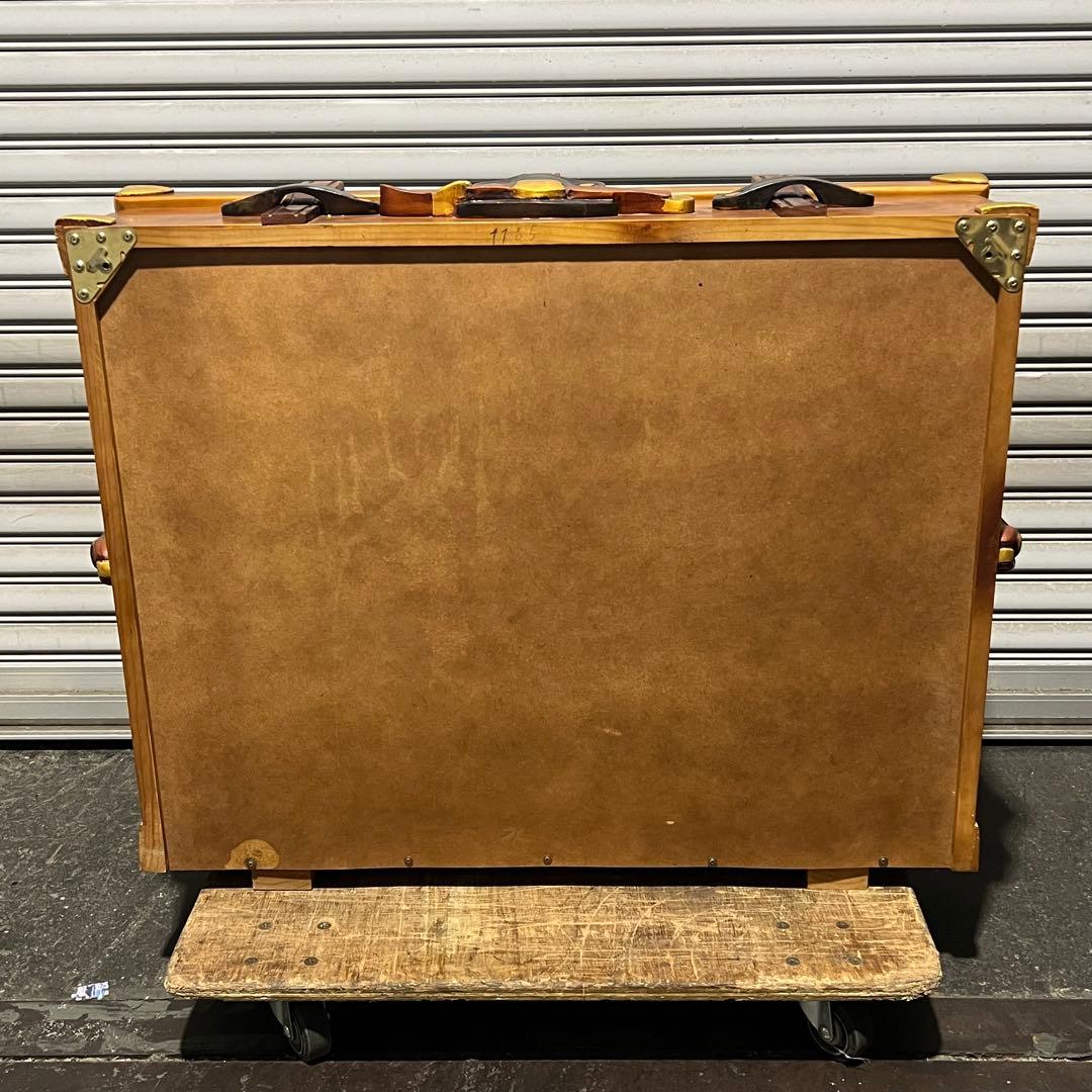 3716］ トランク型 木製シューズボックス アンティーク風 靴箱 収納家具