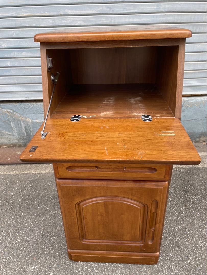 ライティングビューロー 木製電話台 引き出し付き ブラウン