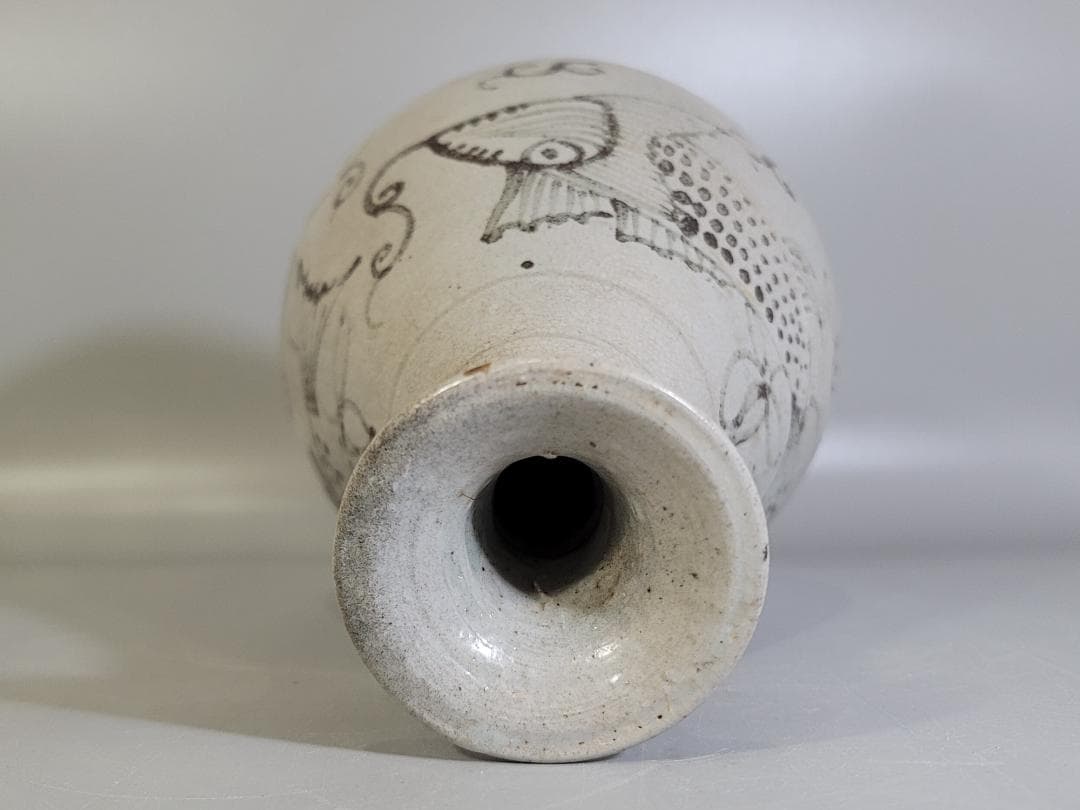 古美術 李朝 魚紋 花瓶