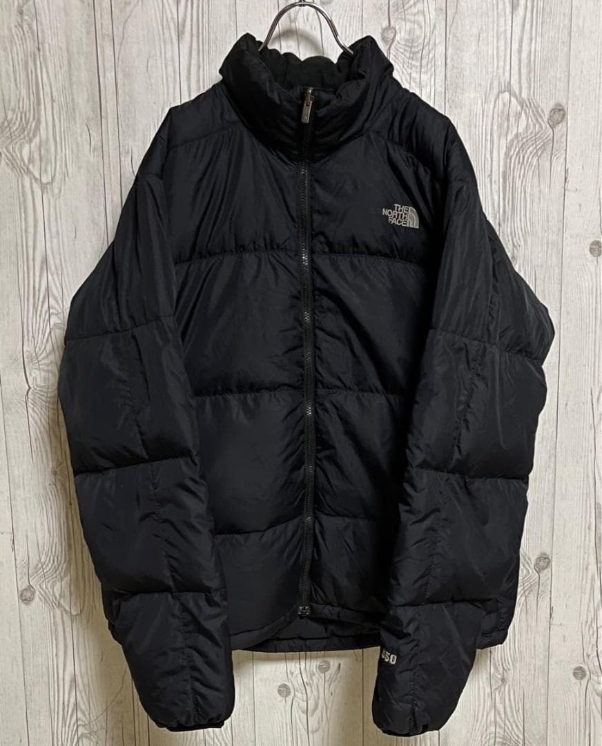 ノースフェイス ダウンジャケット メンズXL ブラック黒 550フィル ロゴ