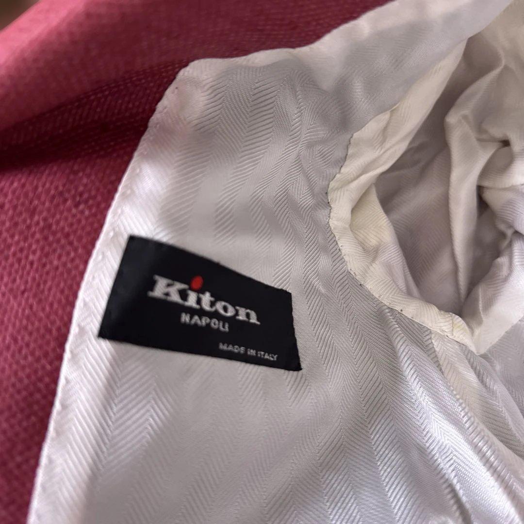 kiton キートン コート チェスターコート 麻 赤系