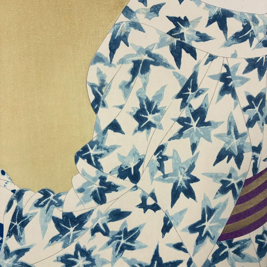 立石春美「湯ノ香」木版画 モモセ版 証明シール・印章有 美人画巨匠