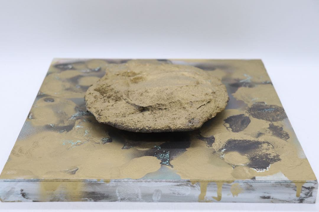 坂田甚内作　金彩陶額　オブジェ　送料込み250612