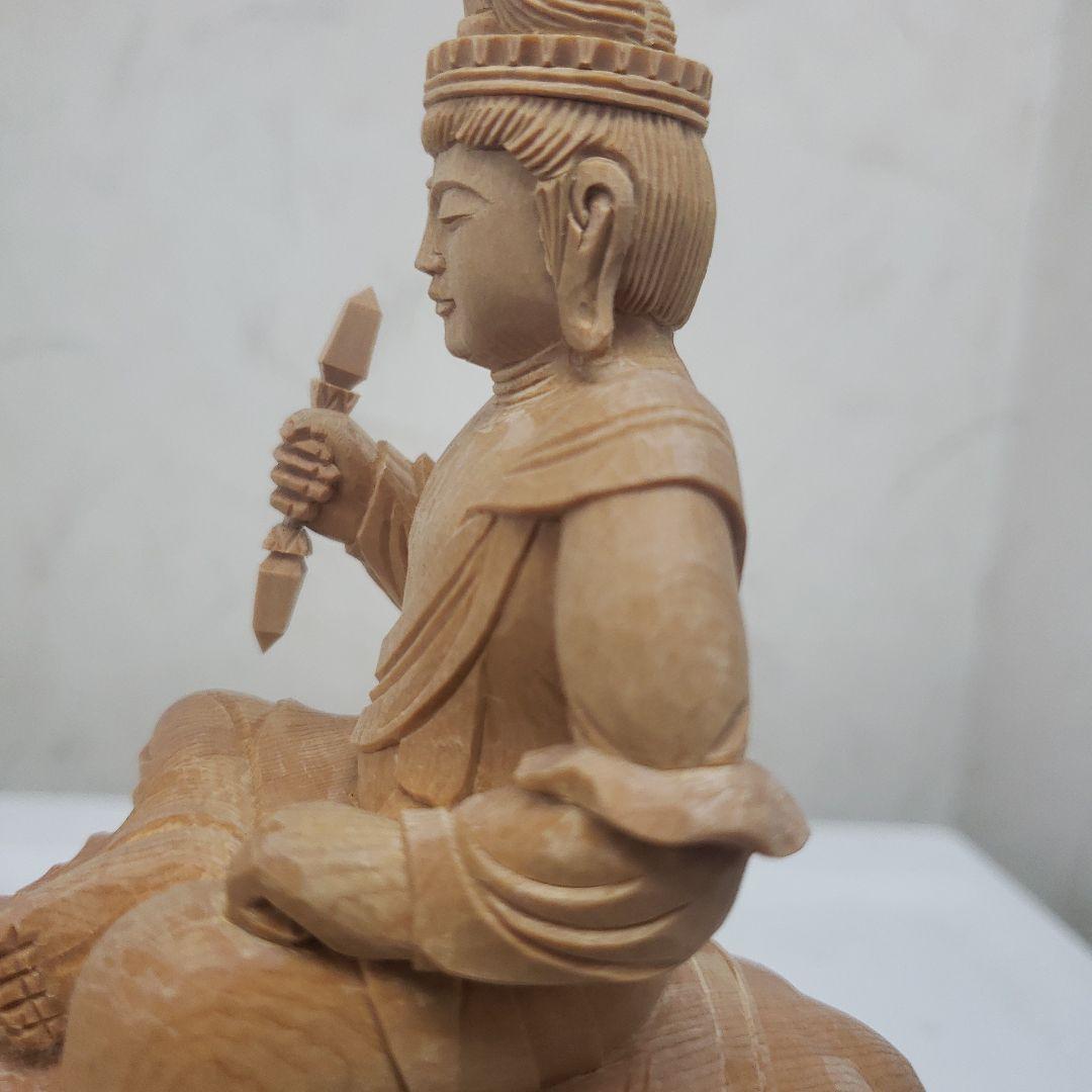 Bフライデー蔵出し特価ノミ跡手彫りヒバ材 帝釈天像2.2寸 総高さ