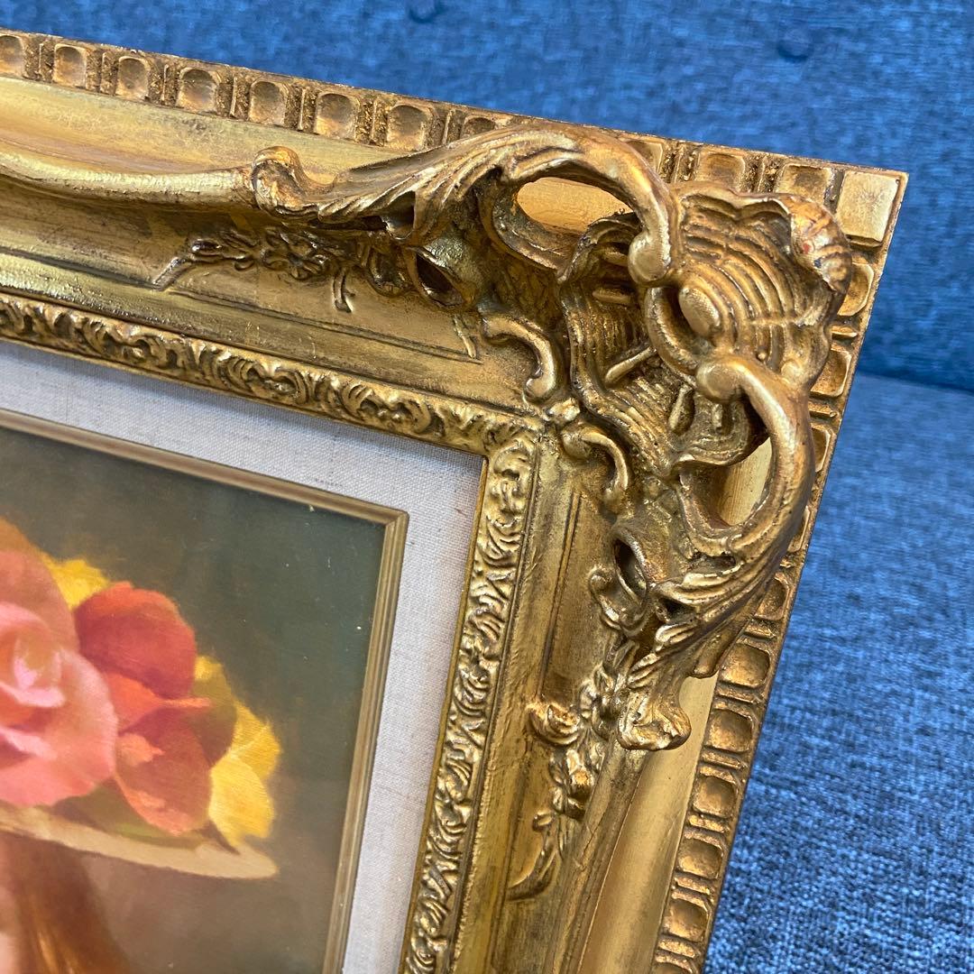 進 徹□花飾りの帽子の女性□油彩□額付絵画