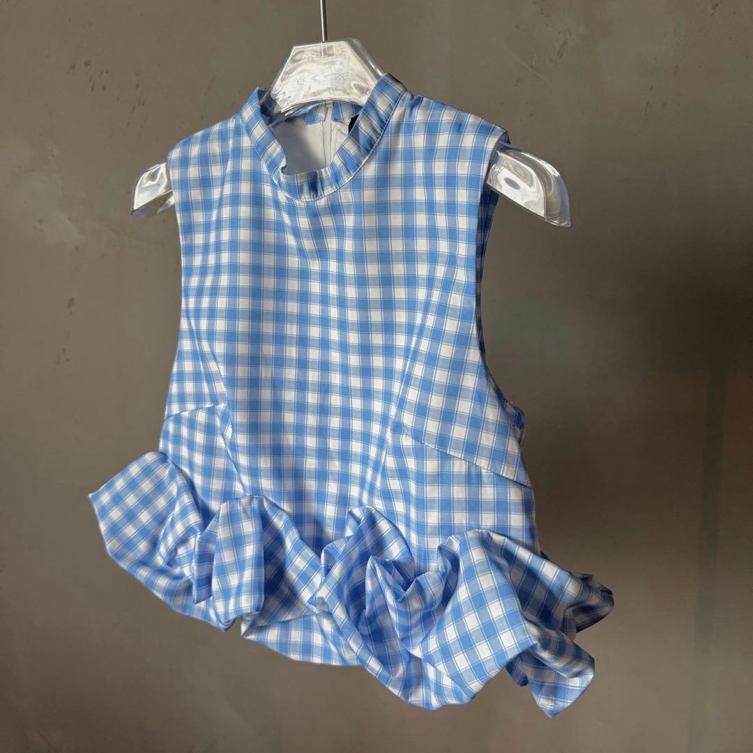 【美品】sister janeギンガムチェック フリル　クロップド　タンク