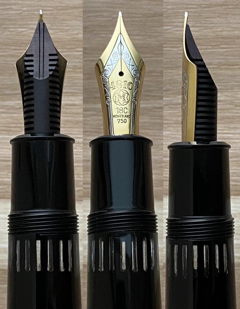 希少 超美品 モンブラン 149 なで肩18C（EF）エボナイト縦2本溝 万年筆