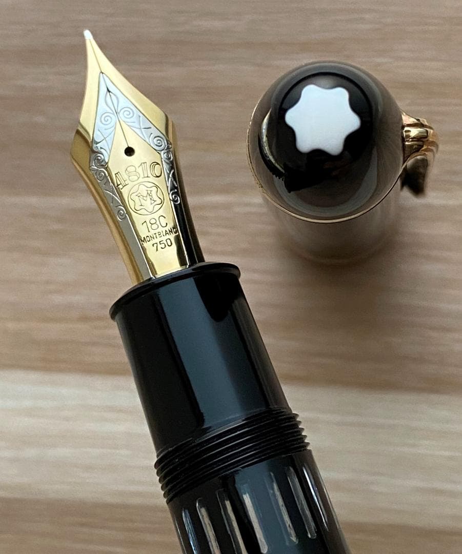 希少超美品 モンブラン 149 なで肩18C（EF）エボナイト縦2本溝万年筆