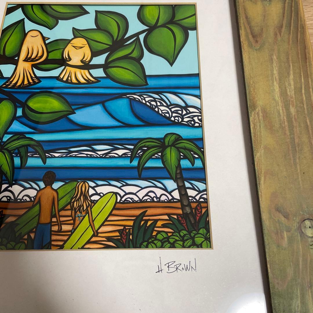 ヘザーブラウン サーフアートフレームセット絵 純正額付き ロン