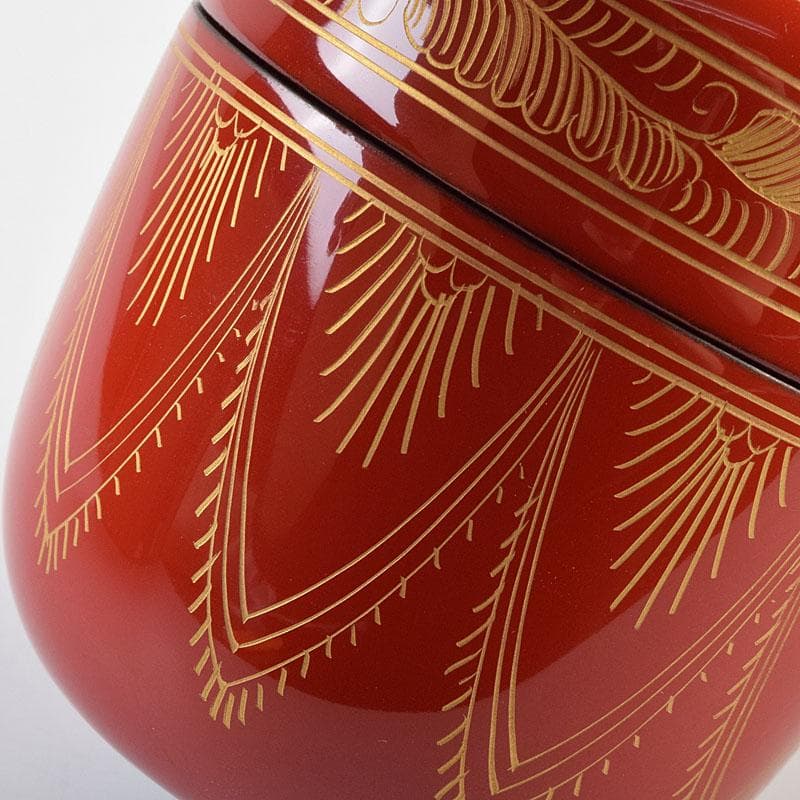 茶道具 蒔絵師 筑城筑良作 朱キンマ 中棗 共箱 V 9043 - メルカリ