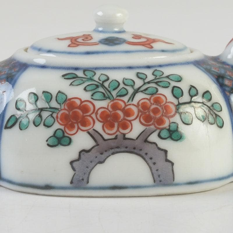 京焼 平安丹祐造 色絵 草花文 水滴 共箱 V 9686