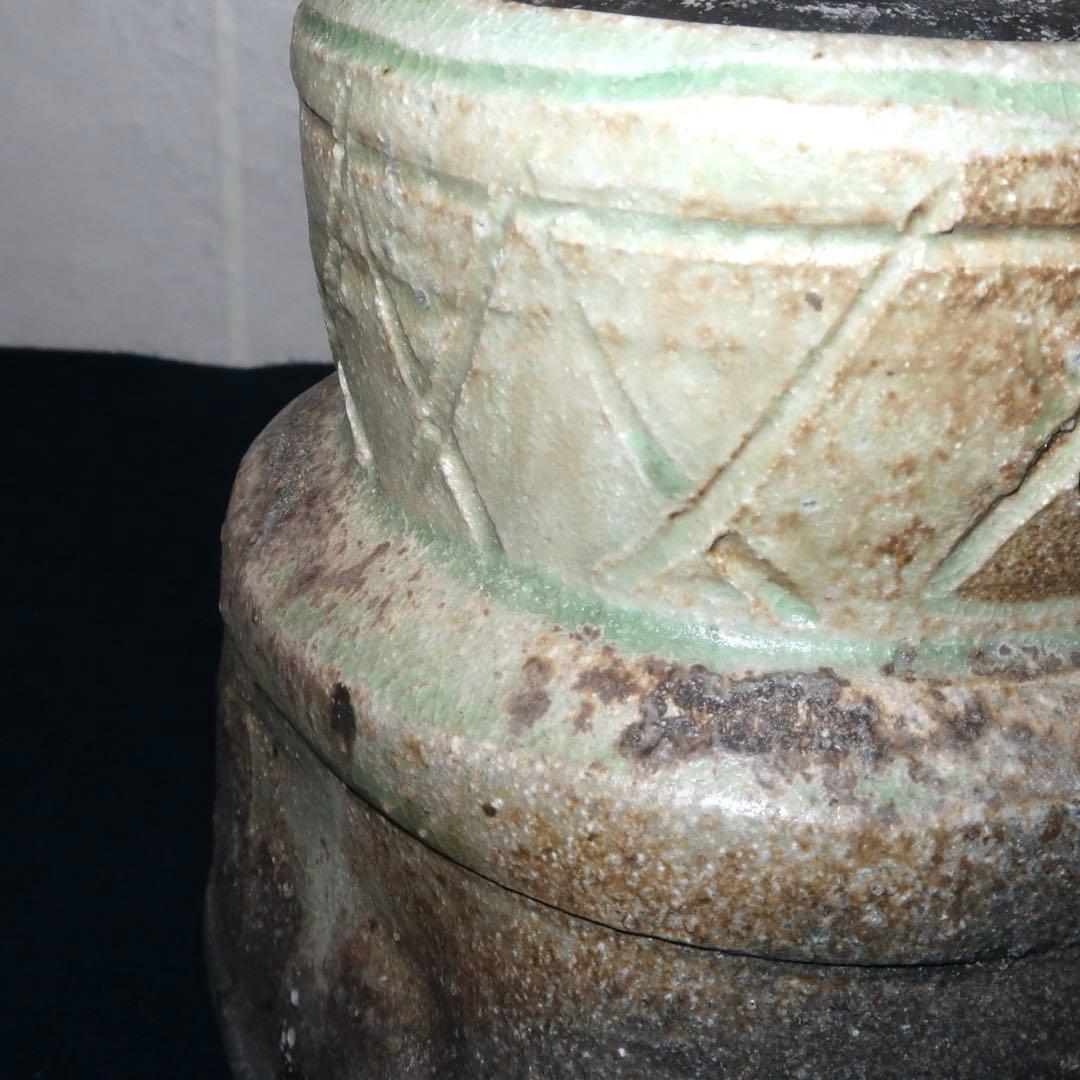 茶道具】那波翔英作 丹波焼 窯変双耳水指