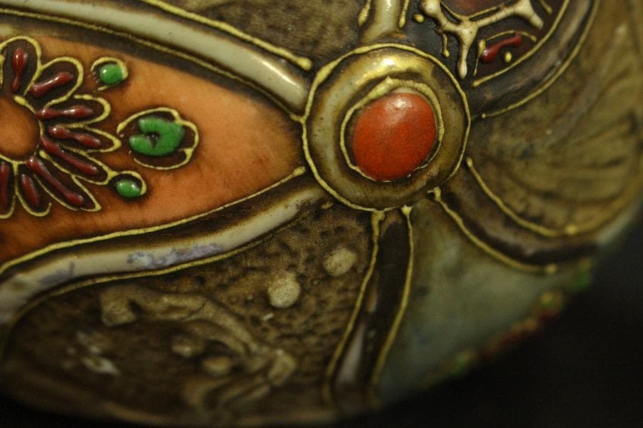 九谷焼 玉獅子 双獅子置物 一対 共箱付 24cm 唐獅子 狛犬 古美術 骨董