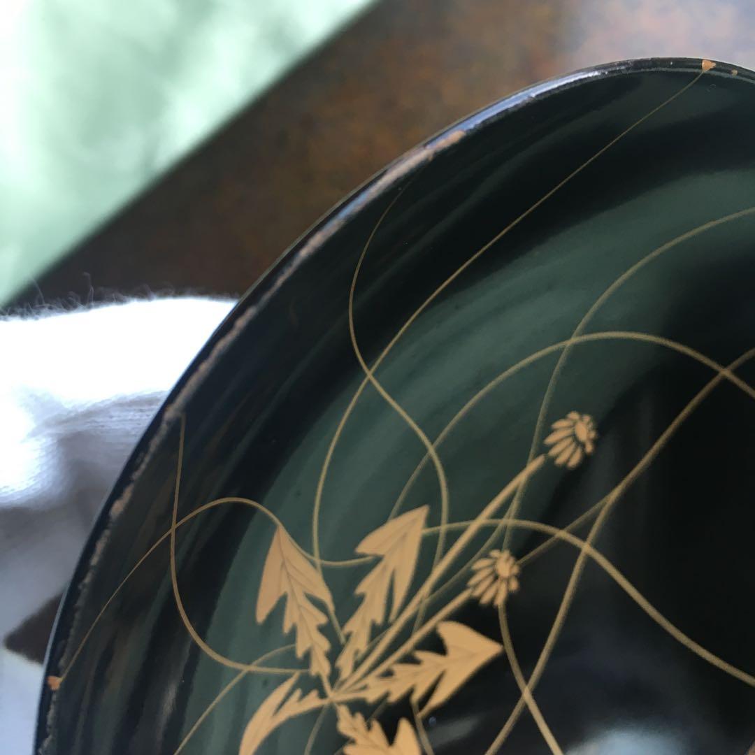 逸品　極上春の七草蒔絵　四方脚付膳　蓋付碗セット　B