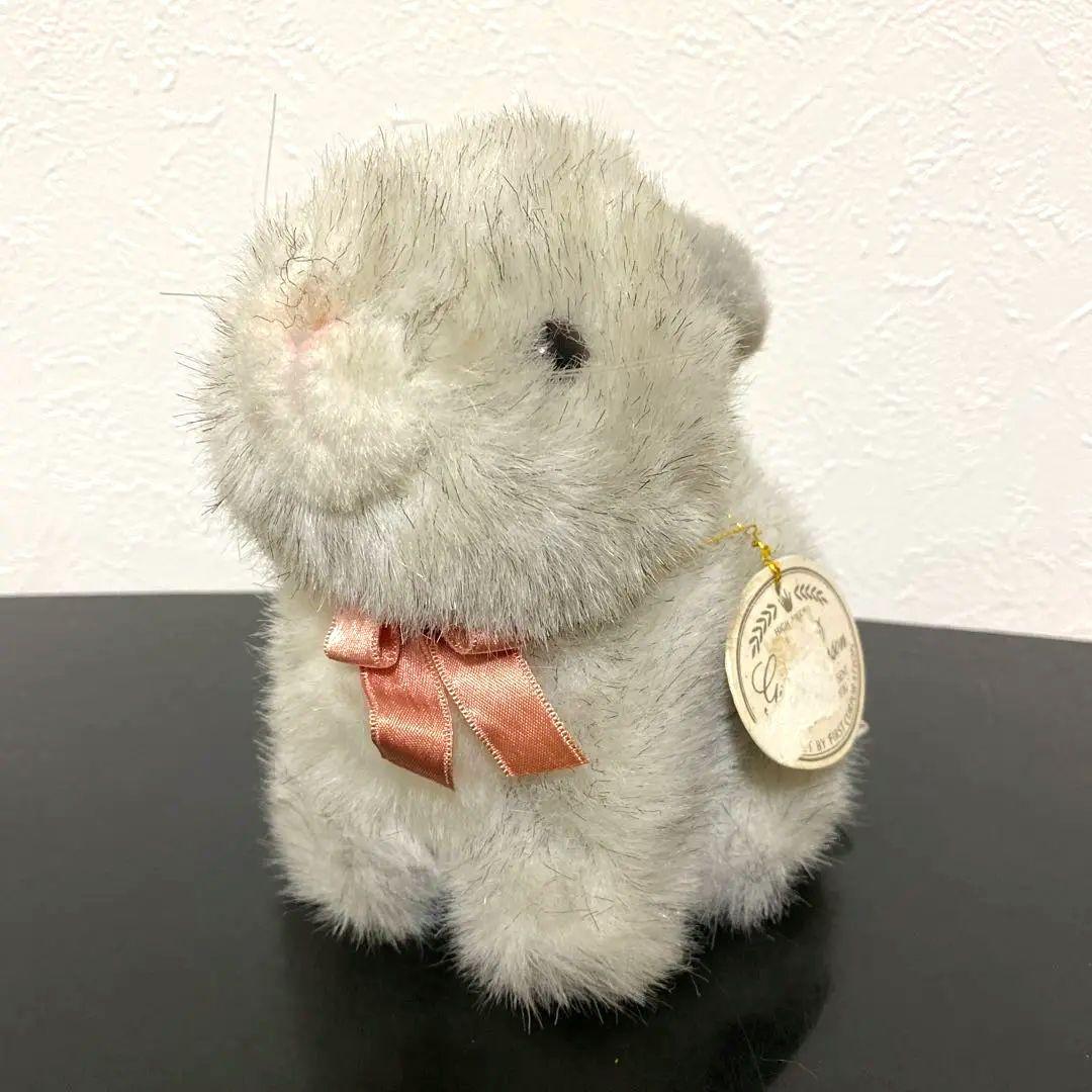 当時物 昭和レトロ グレー うさぎ ぬいぐるみ ファースト社 タグ付き