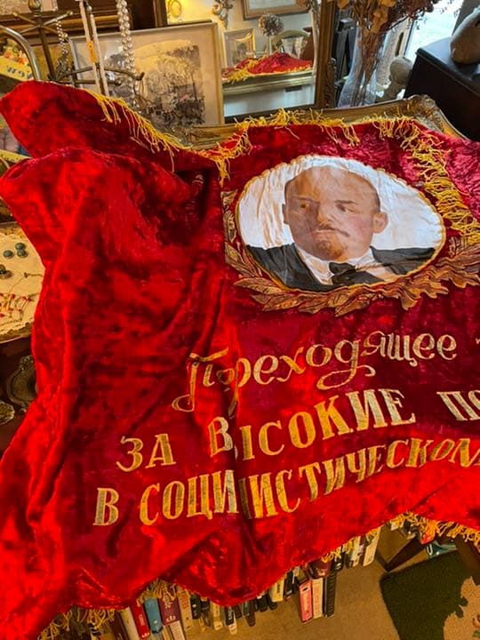 レア！豪華特大ヴィンテージ実物70s 旧ソ連時代レーニン旗フラッグ共産