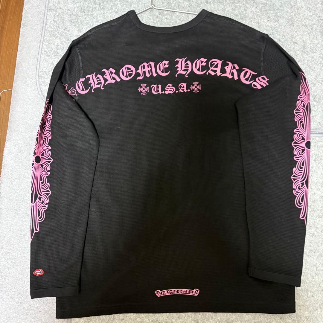 CHROME HEARTS ブラックピンク長袖ロングTシャツ - メルカリ