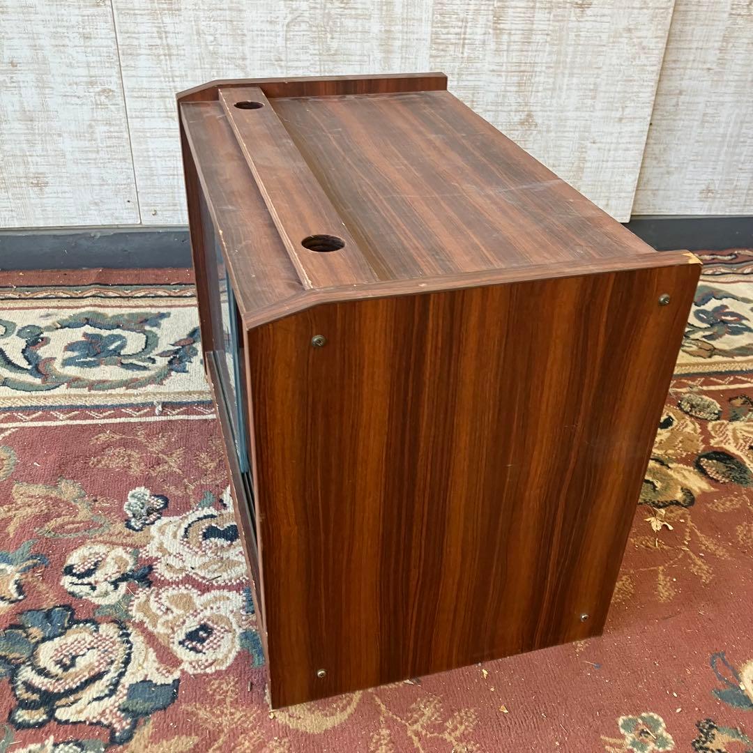 昭和レトロ ミッドセンチュリー ガラス扉 木製レコードラック テレビ台