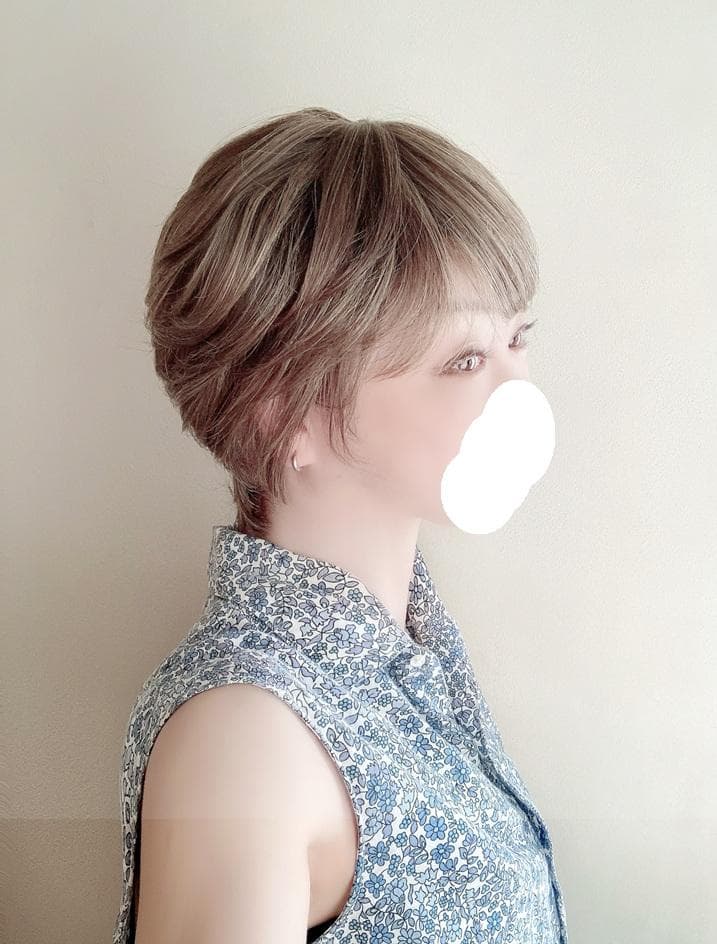 銀座サロン　KAZUE WIG　フェミニンショート　人毛MIX　マルチブラウン