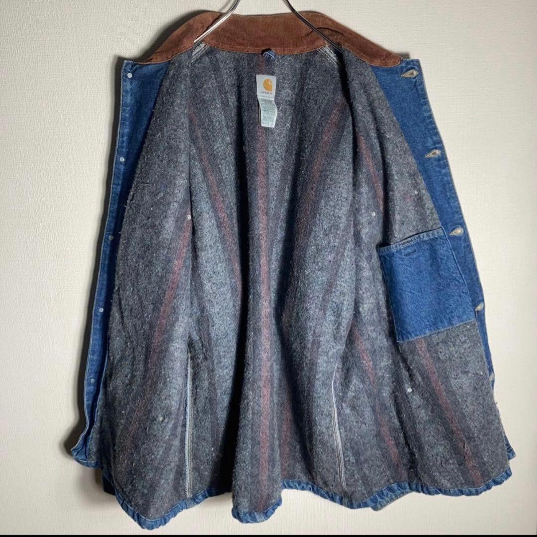 【USA製】Carhartt カバーオール デニムチョアコート 襟コーデュロイ