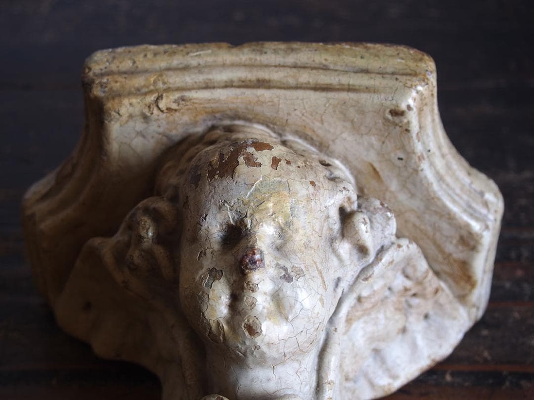 天使のコンソール 彫刻 ウォールシェルフ 家具部品 装飾 サルベージ