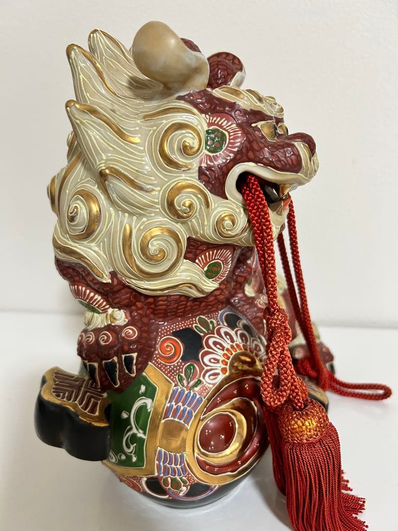 nguyen tung 様専用♪九谷焼 陶器の置物 打出の小槌獅子 唐獅子