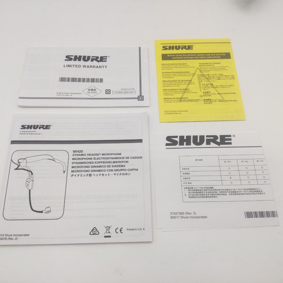 ★ほぼ新品★ SHURE シェア WH20XLR ヘッドウォーンマイク