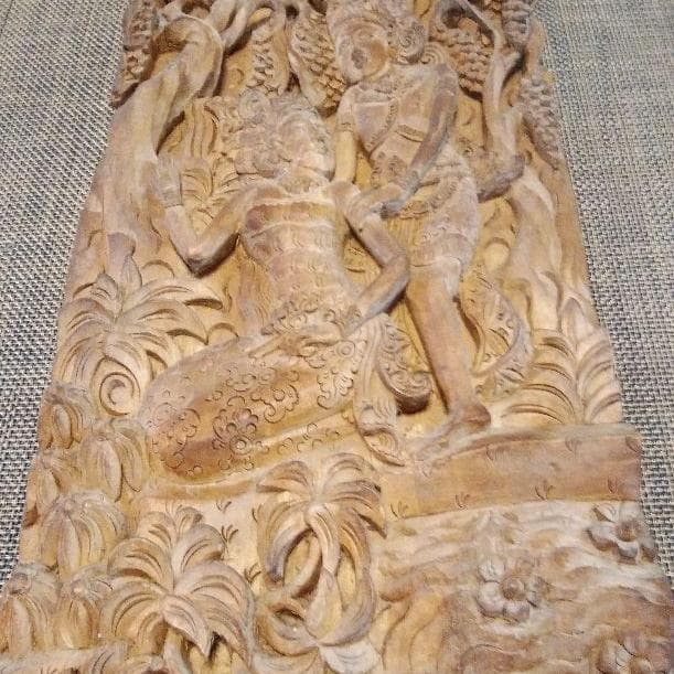 インドネシア 透し彫り ヴィンテージ レリーフ 壁掛け バリ彫刻 木彫画