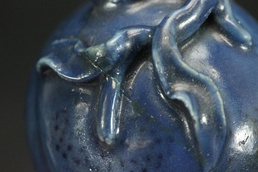 龍茶道具 中国美術 青花 果実 香合 古美術(AZ994)